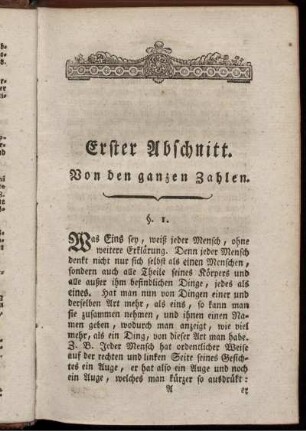 Erster Abschnitt. Von den ganzen Zahlen.