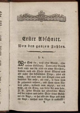 Erster Abschnitt. Von den ganzen Zahlen.