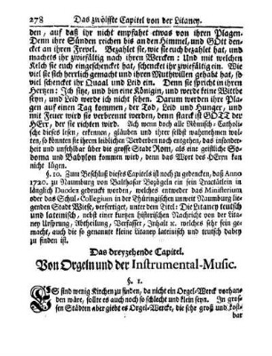 Das dreyzehende Capitel. Von Orgeln und der Instrumental-Music.