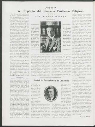 A propósito del llamado problema religioso