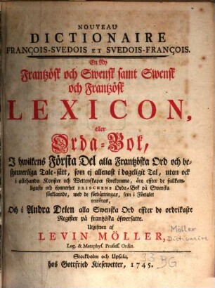 Nouveau Dictionnaire françois Suedois