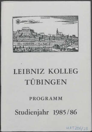 Studienprogramm Studienjahr 1985/86