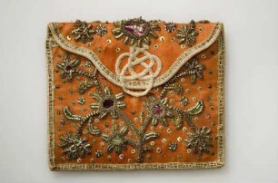 Brieftasche mit bunter Metall- und Paillettenstickerei