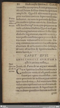 Caput XVII. Unde Constet Spiritum S[anctum] esse in anima nostra