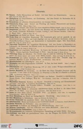 Diverses (Nr. 965-1013)