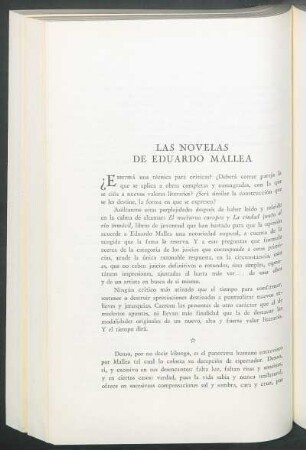 Las novelas de Eduardo Mallea