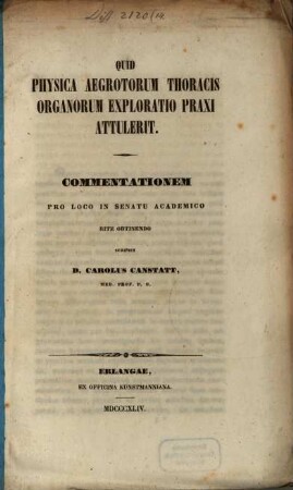 Quid physica aegrotorum thoracis organorum exploratio praxi attulerit
