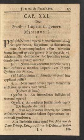 Cap. XXI. De Statibus Imperii in genere.