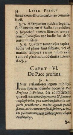 Caput VI. De Pace profana.