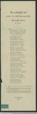 Ein pessimistisch Lied zum 24. Stiftungsfeste des Litterarischen Vereins zu Dresden