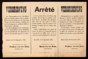 "Verordnung" über das Fotografieren im besetzten Gebiet Belgiens