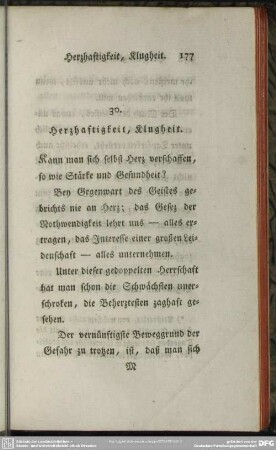 30. Herzhaftigkeit, Klugheit
