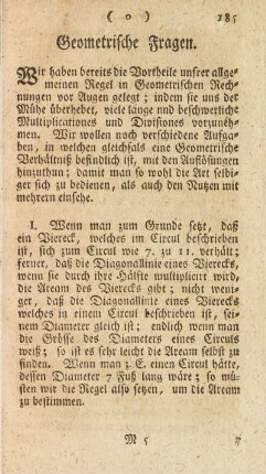 Geometrische Fragen