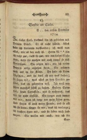 13. Sophie an Carln. B .. den 22sten December 1754.