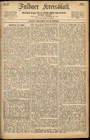 Erste Ausgabe vom Samstag, den 18. Februar 1882.