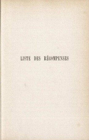 : Liste des récompenses