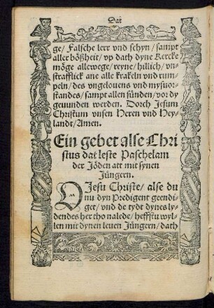 Ein gebet alse Christus dat leste Paschelam der Jöden att mit synen Jüngern.