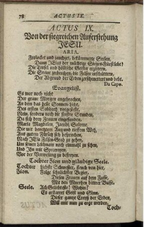 Actus IX. Von der siegreichen Auferstehung Jesu