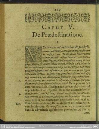 Caput V. De Praedestinatione