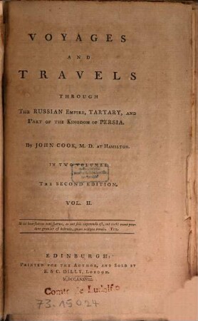 Voyages And Travels Through The Russian Empire, Tartary, And Part Of The Kingdom Of Persia : In Two Volumes. 2