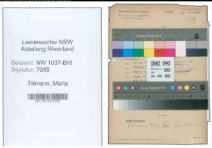 Entnazifizierung Maria Tillmann , geb. 13.11.1893 (Stadtbibliothekarin)