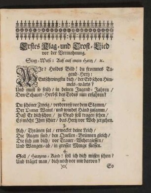Erstes Klag- und Trost-Lied Vor der Vermahnung.