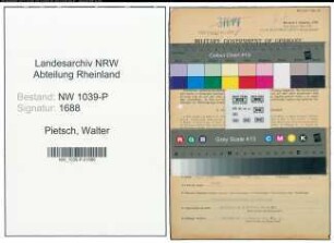 Entnazifizierung Walter Pietsch , geb. 11.09.1914 (Angestellter)