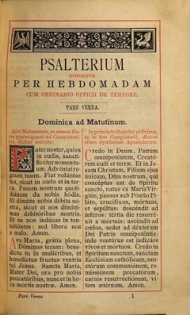 Breviarium Romanum : ex decreto SS. Concilii Tridentini restitutum S. Pii V pontificis maximi jussu editum .... 1