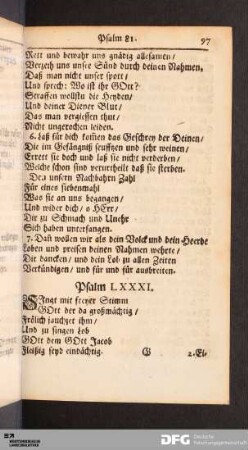 Psalm LXXXI, LXXXIV, LXXXVI, LXXXIX