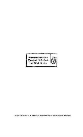 Stempel: Wissenschaftliche Zentralbibliothek von Groß-Berlin