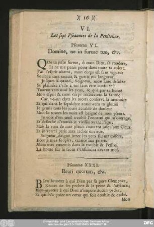 VI. Les sept Pseaumes de la Penitence.