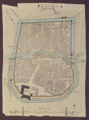 Plan von Ettlingen (innerhalb der Stadtmauer)