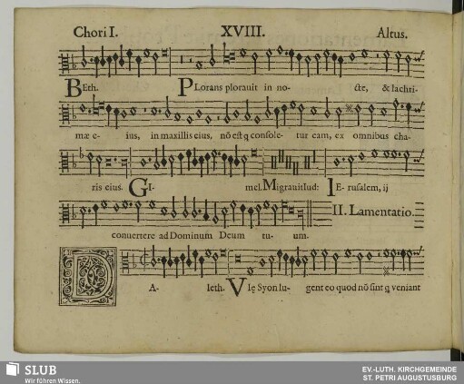 XVIII. II. Lamentatio: Daleth viae Sion lugent