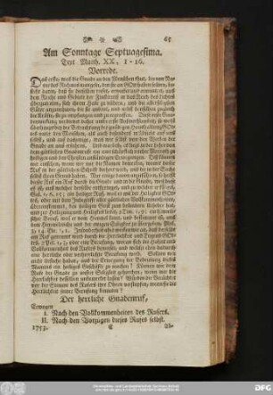 Am Sonntage Septuagesima. Text Matth. XX, 1 - 16.