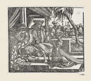 Salomo und die Königin von Saba, aus: Martin Luther, "Biblia: Das ist: Die gantze heilige Schrifft: Deudsch", Wittenberg 1561, S. 270 verso