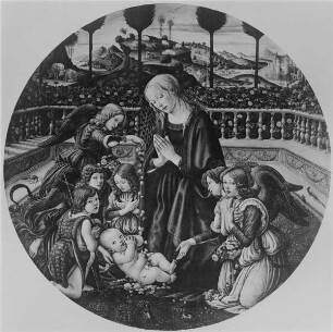 Anbetung des Kindes durch Maria, den Johannesknaben und Engel