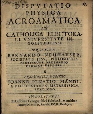 Dispvtatio Physica Acroamatica