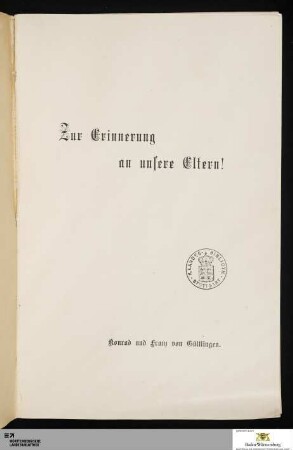 Zur Erinnerung an unsere Eltern