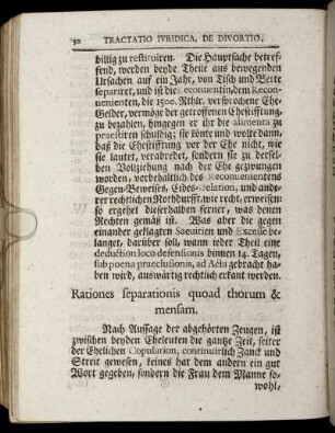 Rationes separationis quoad thorum & mensam.