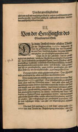 III. Von der Gerechtigkeit des Glaubens vor Gott.