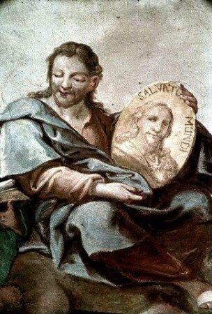Engelsgloriole und Szenen der Bibel und Heiligenlegenden