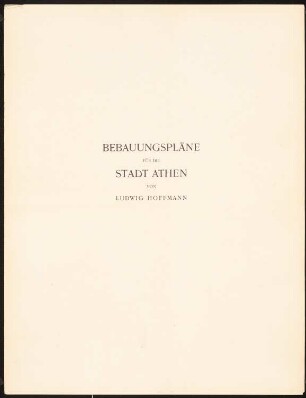 Bebauungspläne für die Stadt Athen: Titelblatt