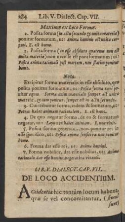 Cap. VII. De Loco Accidentium.