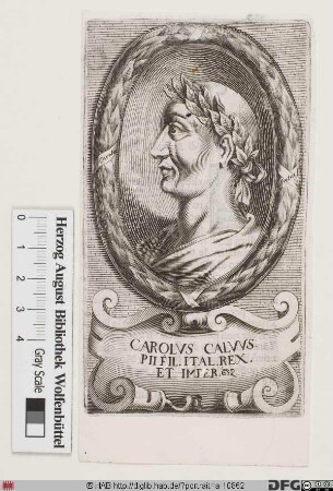 Bildnis westfränk. König Karl II. der Kahle (reg. 843-877)