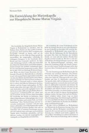 Die Entwicklung der Marienkapelle zur Hauptkirche Beatae Mariae Virginis