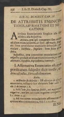 Cap. IV. De Attributis Enunciationis, Affirmatione Et Negatione.