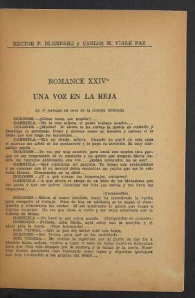 Romance XXIV° - Una voz en la reja