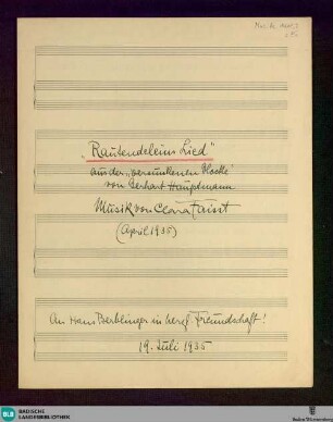 Rautendeleins Lied - Mus. Hs. 1411,3 2. Ex : V, pf; e; RebF CF 104