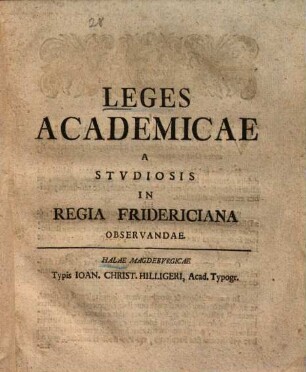 Leges academicae a studiosis in regia Fridericiana observandae