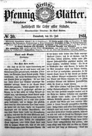 No. 30, Sonnabend, den 20. Juli